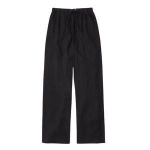 Abercrombie & Fitch Linen-Blend Pull-On Wide Leg Pant Black PETITE